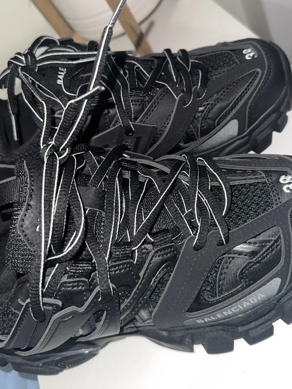balenciaga black track sneakers size 8